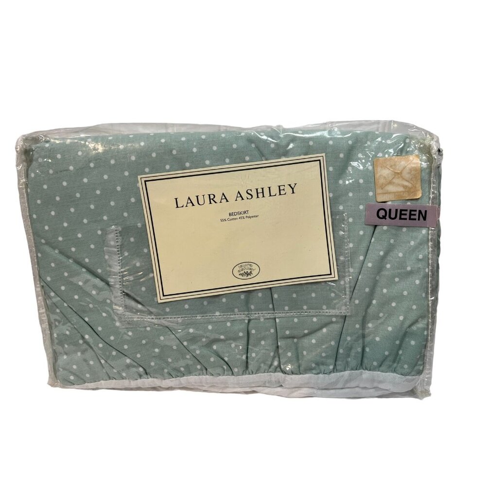 RARE New NIP VTG Laura Ashley Queen Bed Skirt Ruffle Y2K Camberley Polka Dot